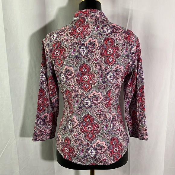 Talbots Pink & Purple Printed Wrinkle Resistant Button Down Shirt - Picture 3 of 16